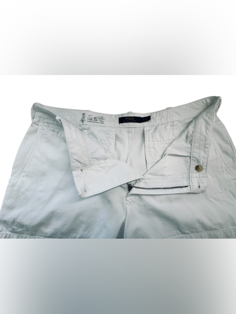 POLO Ralph Lauren White💯%Cotton Shorts wth Signature embroidered navy pony logo - Picture 8 of 11